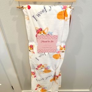 Corgi Valentine I Woof You 50x70 plush throw blanket NWT